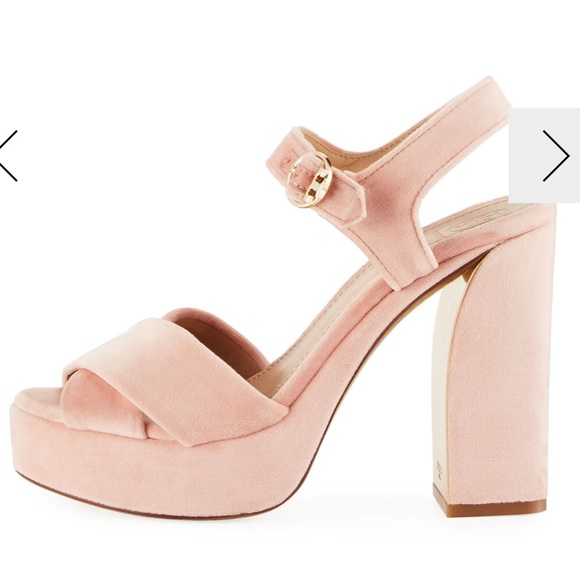 Tory Burch Loretta Velvet Platform Sandal Pink 7.5 - Picture 6 of 8